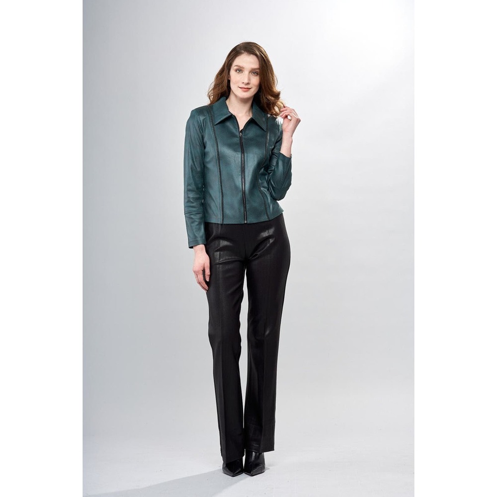 Women's Faux Leather Jacket Size 8 Insight New York Cedar Zip Up Jacket NWT - Picture 2 of 2